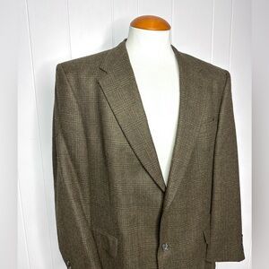 Austin Reed Brown Plaid Tweed Wool Blazer